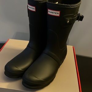 Hunter insulated short rain boots black